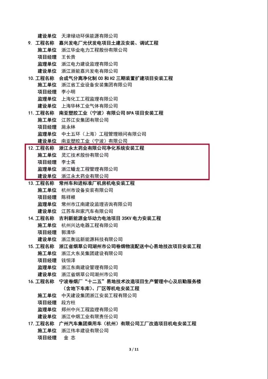 【合作伙伴】灵汇股份再获2018年度浙江省优秀安装质量奖